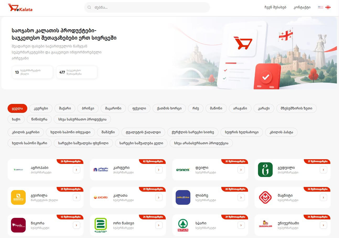 www.ekalata.gov.ge-ს პირველადი მოხმარების არასასურსათო პროდუქტები დაემატა